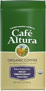 Cafe Altura Whole Bean Organic Coffee, French Roast Decaf, 2 Pound