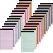Fuutreo 24 Pcs 5" x 8" Legal Pad Small Legal Notepads Narrow Ruled 50 Sheets/pad Multiple Color Note Pad for Work 80 GSM Paper for Grocery List Shopping List (Pastel Colors)