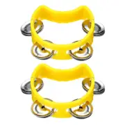2pcs Tambourine, Jingle Bells Wrist Bells Hand Bell Musical, Yellow