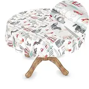 Oilcloth Tablecloth Washable Wax Tablecloth Plastic Tablecloth Sold by The Metre Square Round Oval Children's Birthday Grey Round 140 cm