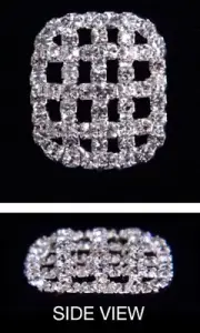 Rhinestone Button Silver Plated 3d Checker Sewing Hole Women Small 3/4 High