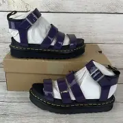 Dr. Martens Blaire Womens Sz 7 Patent Leather Sandals Blackcurrant
