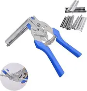 Type M Nail Ring Pliers, 2023 New Stainless Hog Ring Pliers Kit Multi-Function Cage Clamp, Repair Hand Tools with Nail Groove and 600 Pcs M Clips for Animal Cages Fastening (Blue)