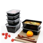 5Pcs/set Black Fridge Storage Boxes Large Capacity Lunch Box Take Out Box