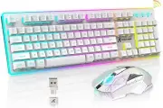 ATTACK SHARK T3 104 Keys Wireless Gaming Keyboard& Mouse Set 2.4G RGB DPI White