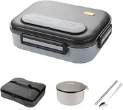 Portable Lunch Box with Compartments Stainless Steel Sealed Heatable Divided Portable Lunch Box with Soup Bowl Cutlery