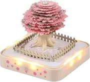 3D Desk Calendar with Light Cherry Tree Shaped Calendar Memo Pad Tear Away 3D Art Calendar Carving Sticky DIY Note Funny Calendar Memo Pad Decorative Time Piece Calendar for Home