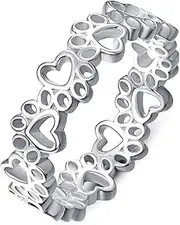 [praymos] Dog Ring 925 Sterling Silver Thumb Ring for Women Pet Puppy Dog Cat Paw Print Rings Promise Engagement Rings Size 5-11