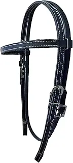 WEMBILS Double Stitched Latigo Leather Browband Western Horse Headstall