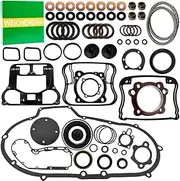 Top End Engine Gasket & Clutch Primary Cover Gasket Kit Compatible with for Sportster Custom Anniversary XL1200C 1200 XL1200 Sport XL1200S XLH1200 XLH1200C