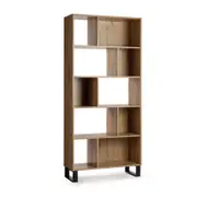 Caleb Bookshelf Display Cabinet 5 Tier Industrial Bookcase Storage Display Shelf Woodgrain