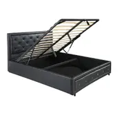 Foret Bed Frame King Gas Lift Storage Base Bedroom Furniture PU Leather Black
