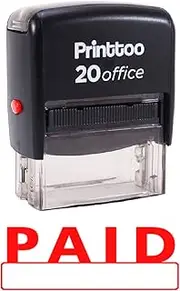 Printtoo Self Inking Rubber Stamp Paid Office Stationary Custom Stamp-Red