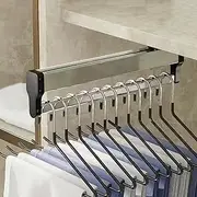 Retractable Closet Pull Out Rod Wardrobe, Bearing 25kg Retractable Valet Rod, Stainless Steel Extendable Pull Out Closet Hanger, Mute Track Adjustable Pants Rack, Extendable Organizer Hanger (Color