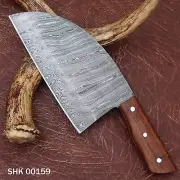 Custom Handmade Cleaver Knife Damascus Steel Chef Knife W/Sheath Wood Handle