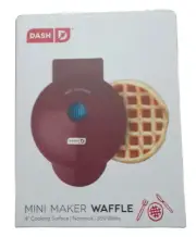 Dash Mini Waffle Maker Gold 4” Cooking Non Stick 350 Watt Fast Breakfast