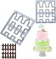 MoldFun 2Pcs Wood Fence Cookie Cutter Plastic Mold for Fondant, Gum Paste, Polymer Clay, Cake Border Decorating
