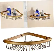 CAXUSD Corner Shelf Unit Wall-Mounted Shower Basket Storage Rack Vintage Style for Bathroom Decor