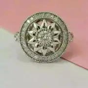 Unique Art Deco 1.80 CT Round Cut Lab Created 925 Silver Engagement Ring