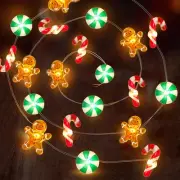 [Timer] 10 FT 30 LED Christmas String Lights Decorations Gingerbread Man Cand...