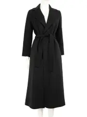 Black Belted Long Wool Coat