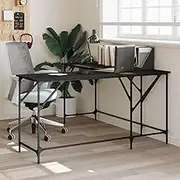 Black Desk Adjustable Engineered Wood Standing Computer Table Office Gaming Stand – Durable Desks for Optimal Home Work Setup, 149x149x75 cm