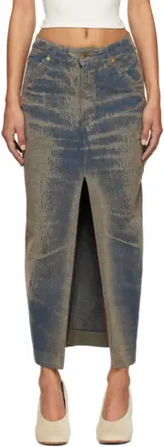 Elasticated denim half-length skirt 25,26,27 Black