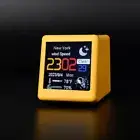 WiFi Clock Desktop Digital Weather Clock Smart Weather Station (Yellow)