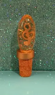 Wine Bottle Cork• Glass Sparkling Gold Musical Treble clef 3" Looks New?