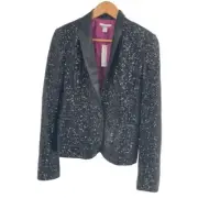 Muse Boston Proper Blazer Jacket Sequins Women's Size 10 Black Suit New
