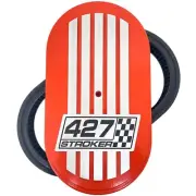 427 STROKER Orange Air Cleaner Kit, 25” Oval, Die-Cast Aluminum