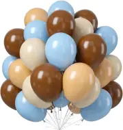 Blue and Brown Balloons, 60 PCS Pastel Macaron Blue White Sand Nude Brown Latex