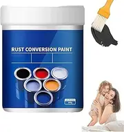 4-in-1Rust Converter, Weatherproof Rust Converter Paint For Metal, Stops Rust &Prevents Corrosion -Water Based Metallic Paint, for All Metal Surfaces, Ironwork (Black,500g)