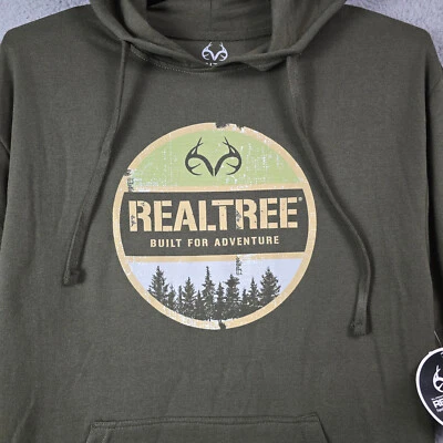 Realtree Sweater Adult Medium Green OUTDOOR Lightweight HOODIE Staghorn MENS NWT