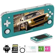 RG505 Retro Handheld Game Console RG505 Emulator Handheld Console 4+128G, Android 12 System Unisoc Tiger T618, 4.95'' OLED Touch Screen with 128G TF Card 3172 Games, 5G WiFi 5.0 Bluetooth Turquoise