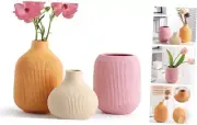 Ceramic Vase for Decor,Small Boho Vases Set for Home Pink+orange+beige