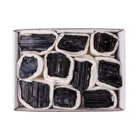 在飛比找松果購物優惠-中式風格黑碧璽柱原石水晶擺件巴西原石裝飾寶石盒裝擺設 (8.