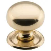 Medium Plain Cupboard Knob, Polished Brass