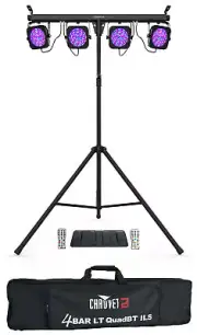 Chauvet DJ 4BAR LT QuadBT ILS Bluetooth Wash Light Kit+Tripod+Footswitch+Remote