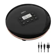 CD711T Portable Bluetooth CD Player for Home Travel and Car with Stereo Headphones and Anti Shock Protection Black