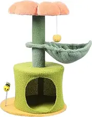 Flower cat Tree Tower - cat Tree for Indoor Cats with Scratching Post Cat Climbing Activity,Small cat Tree with Hammock Bed condo - Pink Cute cat Tree Flower Scratcher for Cats Natural sisal