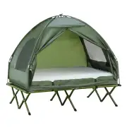 Folding Camping Cots W/Tent Portable 2-Person Tent Bed Camping Combo Set, Green