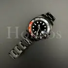 Custom Made GMT Style Watch Automatic Movement Black Dial Black Red Bezel Pepsi