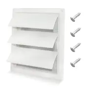 WHITE 6'' LOUVERED DRYER VENT COVER 8X8 FOR EXTERIOR WALL VENT +4 SCREWS