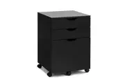 Design Square Marias Mobile Pedestal Filing Cabinet Storage Cabinet W/ 3-Drawers - Black