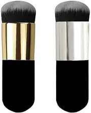 2 Pieces Foundation Brush, Chubby Makeup Brush, Suit For Blending Liquid, Cream or Flawless Powder Cosmetics(Golden & Silver)