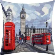 Tapestry Pillow Cover DIY kit "London" Needlepoint kit Printed canvas