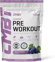 CMBT Loaded Pre Workout Powder, Natural Caffeine, Sugar-Free, 6 Calories, Banned Substance Tested, Packed with Creatine, Beta-Alanine, Electrolytes & more, for Men and Women, Grape Explosion, 240g