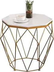 Exquisite C-S-Qing-Desk Marble Coffee Table, Creativity Metal Side Table Home Office Living Room Reception Desk Cafe Balcony Negotiating Table(Size:47 * 47 * 56CM,Color:A)