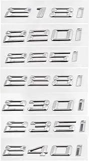 NPZPTFVFNR 3D ABS Car Trunk Letters Logo Decals Badge Emblem Sticker Fit for BMW 2 Series 216i 218i 220i 225i 228i 230i 235i 240i F22 F23 F44(Gloss Silver,225i)